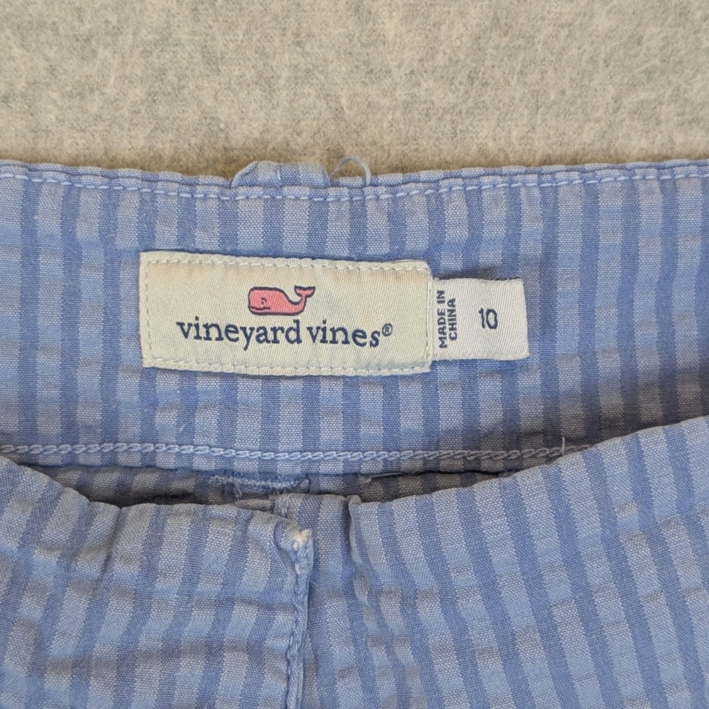 Vineyard Vines Seersucker Shorts Women's 10 Blue 3.5" Stripe Every Day Stretch - Picture 4 of 9
